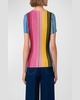 Merino Wool Reverse Rainbow Ribbed Knit Top