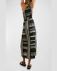 Selani Island Stripe One-Shoulder Midi Dress 