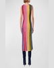 Reverse Rainbow Knit Sleeveless Midi Dress