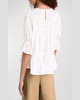 Smocked Puff-Sleeve Pima Cotton Blouse