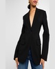 Single-Button Stretch Wool Blazer