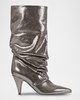 Retro Slouchy Metallic Mid Boots