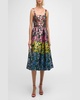 Iris Metallic Floral Jacquard Belted Midi Dress