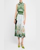 Hollie Garden-Print Sleeveless Pleated Midi Dress