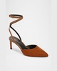 Colette Mixed Leather Ankle-Strap Pumps