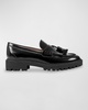 Tassel Fringe Lug-Sole Penny Loafers