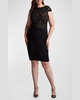 Plus Size Bodycon Lace & Crepe Midi Dress