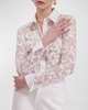 Joanna Button-Down Stretch Floral Lace Shirt