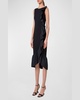 Signature Jersey Midi Dress with Asymmetrical Ruffle Detail