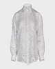 Azureen Button-Down Burnout Shirt