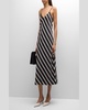 Striped Spaghetti-Strap Slip Dress