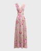 V-Neck Floral-Print Sleeveless Empire-Waist Maxi Dress