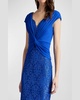 Pleated Twist-Front Sequin Lace Dress