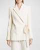 Embroidered Cady Wrap Blazer