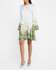 Beam Garden-Print Flare-Sleeve Dress