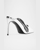 Asymmetrical Leather Stiletto Mule Pumps