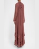 Maxi Ruffled Mock Neck Silk Mousseline Dress