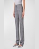 Chio Blurred Glencheck Wool Straight-Leg Pants