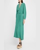 Selene Blouson-Sleeve Cotton Gauze Midi Dress