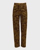 Demi Metallic Floral Brocade Straight-Leg Ankle Pants