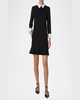 Contrast Collar And Cuffs Long-Sleeve Mini Dress