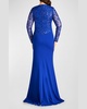 Plus Size Sequin Embroidered Crepe Trumpet Gown