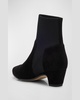 Muzy Pointed Knit Suede Ankle Booties