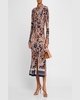 Shirley Ruched Paisley-Print Midi Shirtdress