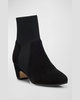 Muzy Pointed Knit Suede Ankle Booties