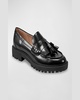 Tassel Fringe Lug-Sole Penny Loafers