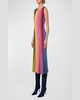 Reverse Rainbow Knit Sleeveless Midi Dress