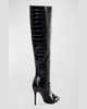 Tory Croco Stiletto Knee Boots