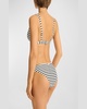 Amalfi Striped Longline Tri Bikini Top