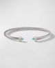 Cable Bracelet with Gemstone in Silver with 18K Gold, 4mm