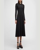 Long-Sleeved A-Line Midi Polo Dress