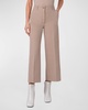 Chiara High-Rise Cotton-Blend Seersucker Wide-Leg Ankle Pants