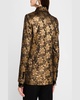 Single-Button Metallic Floral Jacquard Blazer