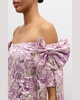 Paisley Off-Shoulder Floral Jacquard Bow Gown