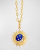 18K Yellow Gold Cosmic Moon and Stars Pendant with Diamonds and Lapis Enamel