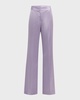 Two-Tone Flare-Leg Satin Back Crepe Pants