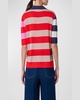 Colorblock Striped Knit Polo Sweater