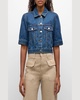 Raina Short-Sleeve Denim Jacket