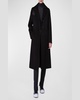 Leather Collar Cashmere Coat