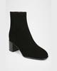 Suede Block-Heel Ankle Booties