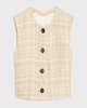 Remo Silk Linen Plaid Vest Top