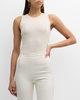 Silk-Cashmere Rib Knit Tank Top