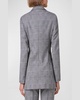 Blurred Glencheck Long Wool Blazer