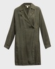 Notched-Lapel Garment-Dyed Woven Coat