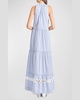 Positano Tiered Lace-Inset Maxi Dress