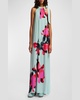 Fotshot Neck-Tie Floral Sleeveless Halter Maxi Dress